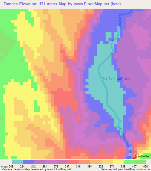 Zamaca,Peru Elevation Map