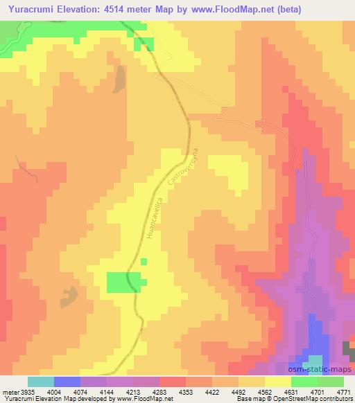 Yuracrumi,Peru Elevation Map