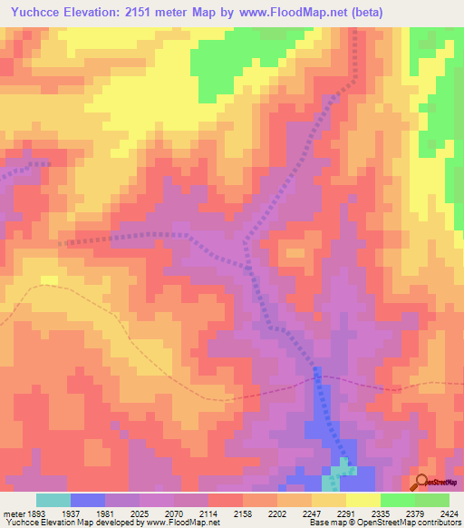 Yuchcce,Peru Elevation Map