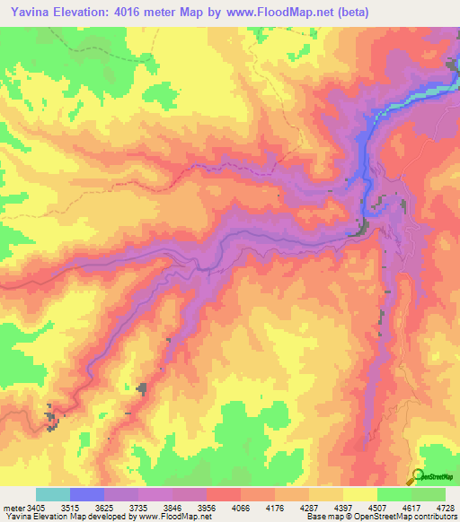 Yavina,Peru Elevation Map