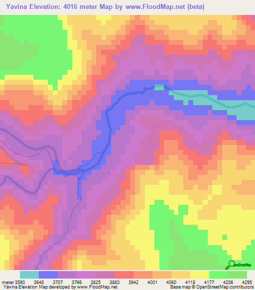 Yavina,Peru Elevation Map