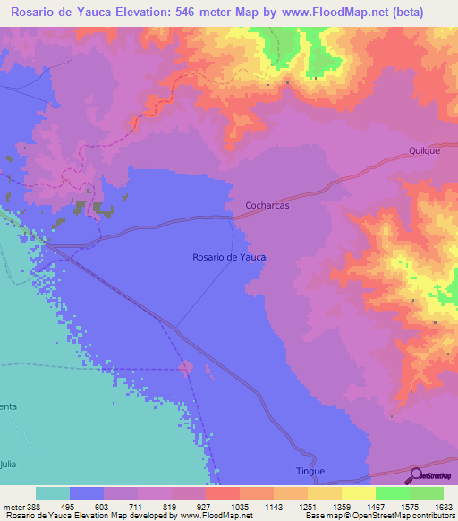 Rosario de Yauca,Peru Elevation Map