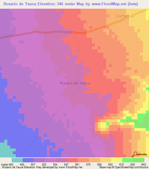 Rosario de Yauca,Peru Elevation Map