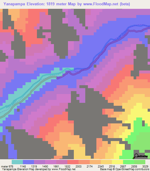 Yanapampa,Peru Elevation Map