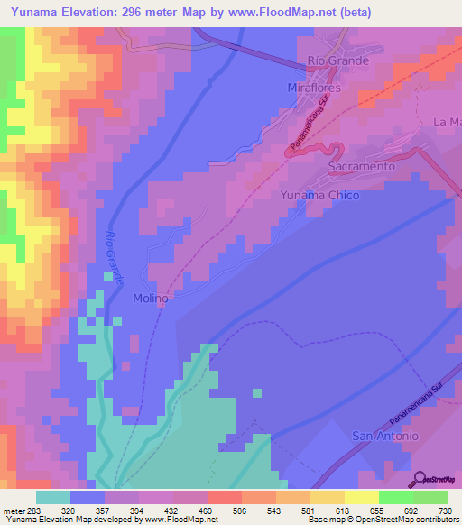 Yunama,Peru Elevation Map