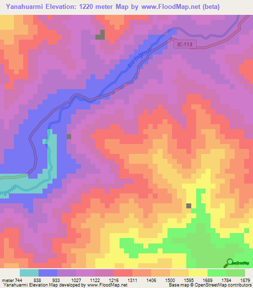 Yanahuarmi,Peru Elevation Map