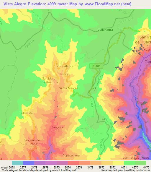 Vista Alegre,Peru Elevation Map