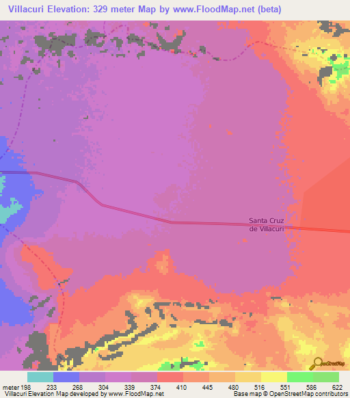 Villacuri,Peru Elevation Map