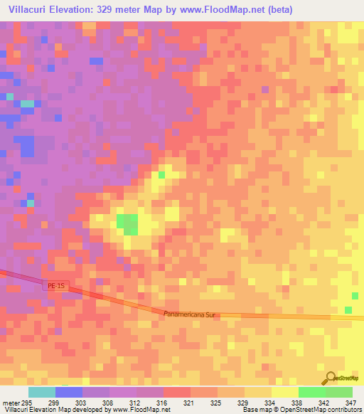 Villacuri,Peru Elevation Map