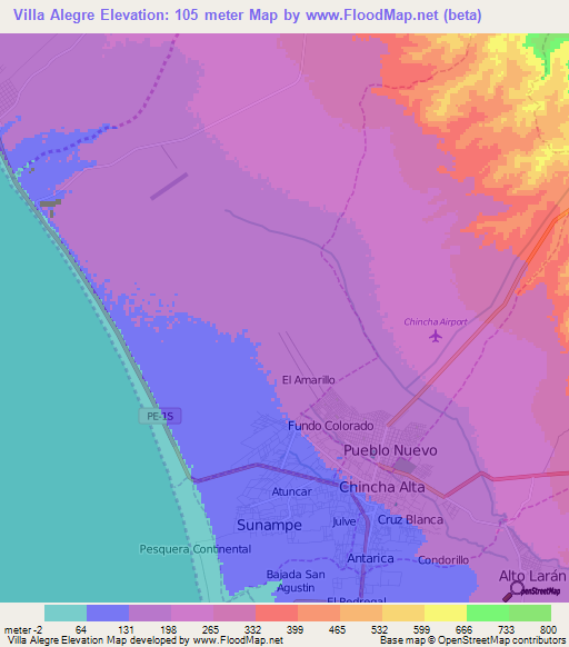 Villa Alegre,Peru Elevation Map