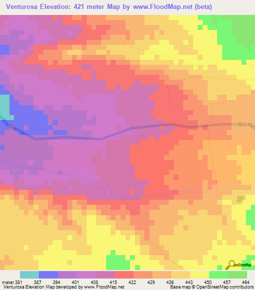 Venturosa,Peru Elevation Map