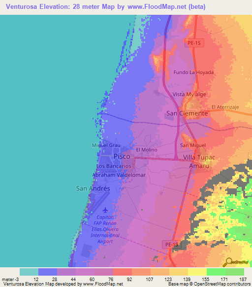 Venturosa,Peru Elevation Map