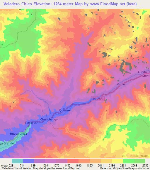 Veladero Chico,Peru Elevation Map