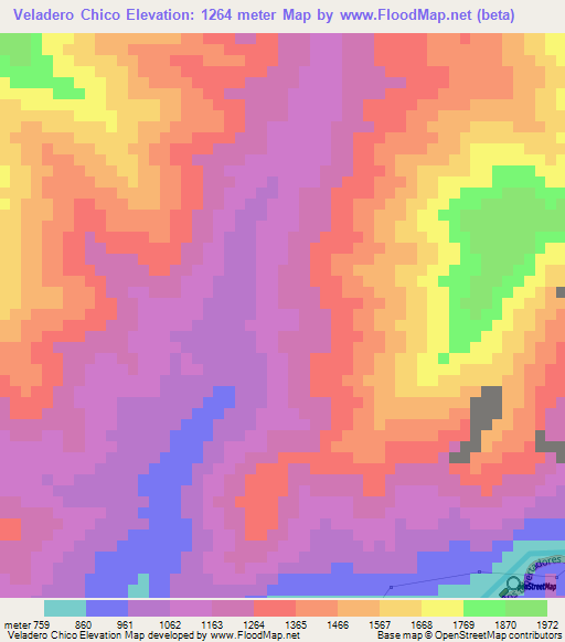 Veladero Chico,Peru Elevation Map