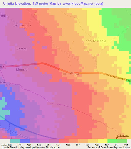 Urrutia,Peru Elevation Map