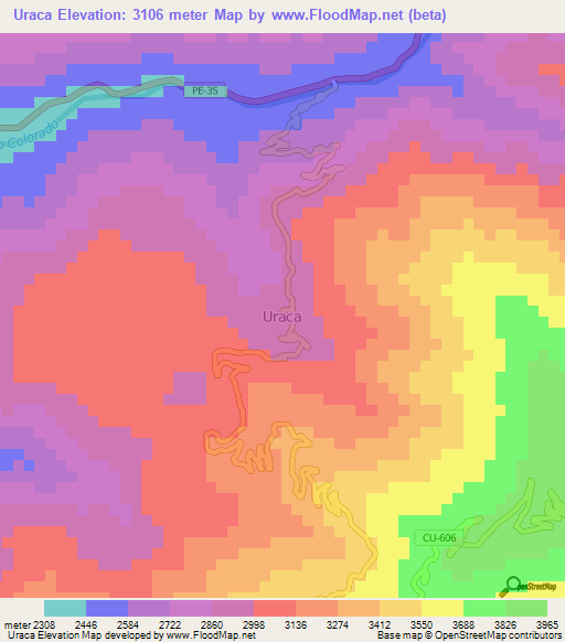 Uraca,Peru Elevation Map