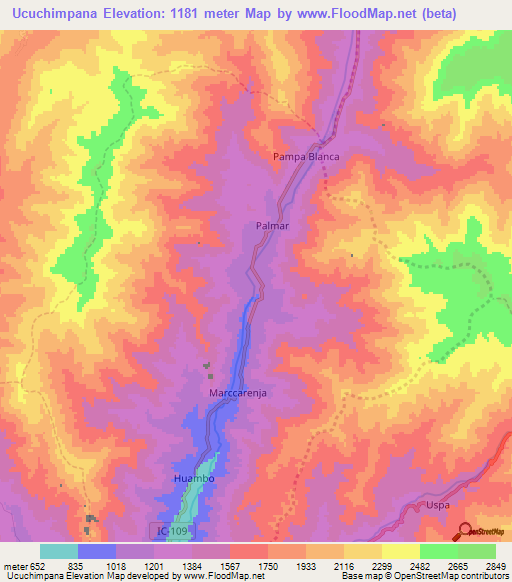 Ucuchimpana,Peru Elevation Map