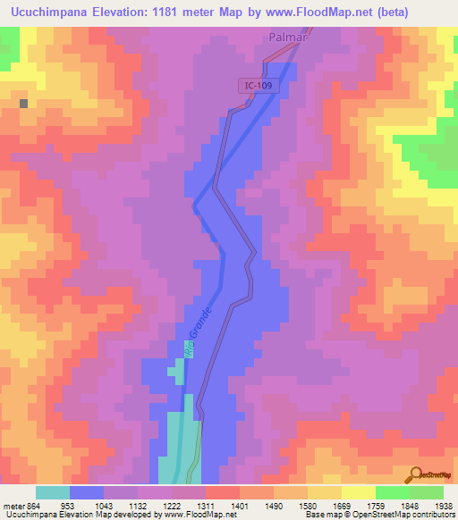 Ucuchimpana,Peru Elevation Map