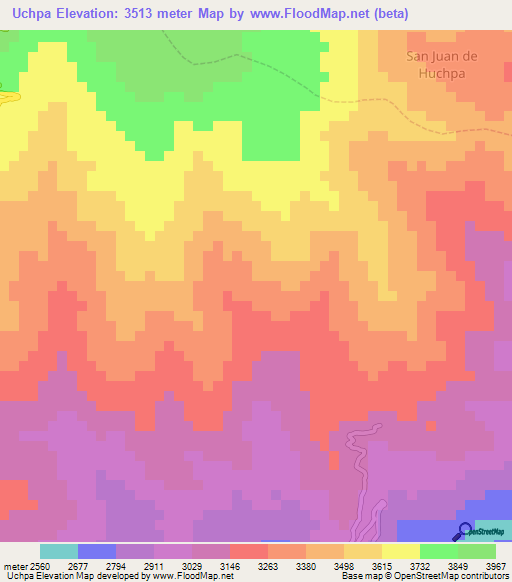 Uchpa,Peru Elevation Map