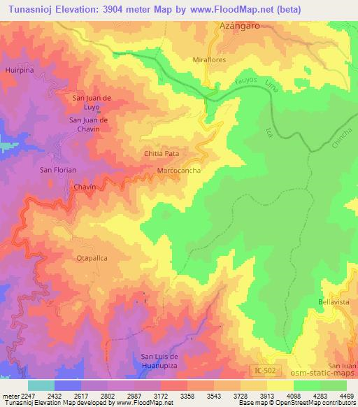 Tunasnioj,Peru Elevation Map