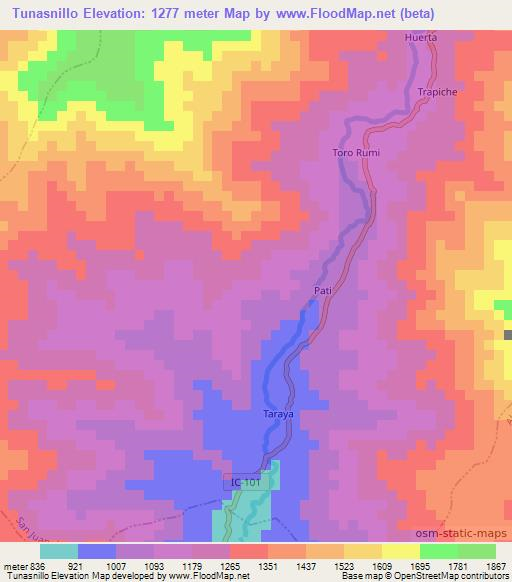 Tunasnillo,Peru Elevation Map