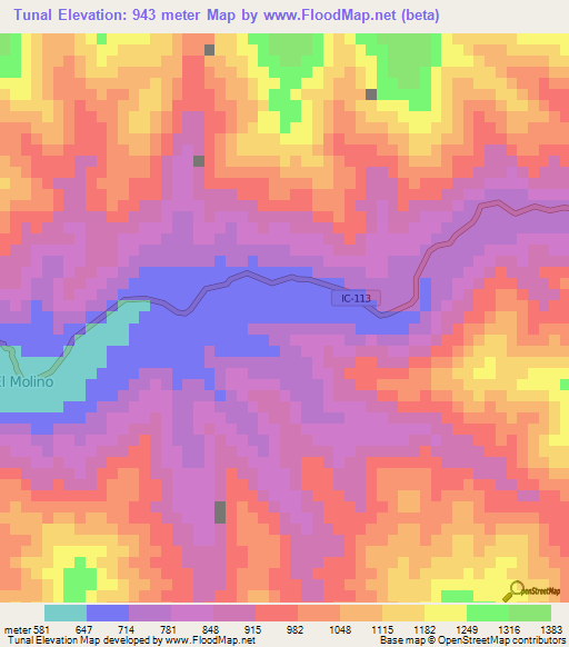 Tunal,Peru Elevation Map