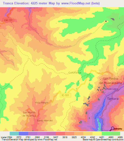 Tranca,Peru Elevation Map