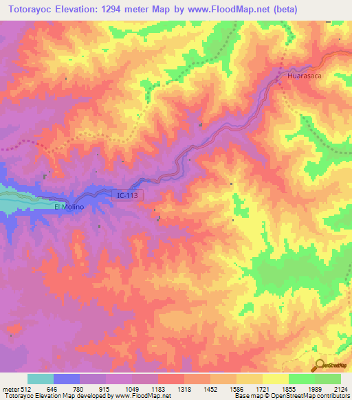 Totorayoc,Peru Elevation Map