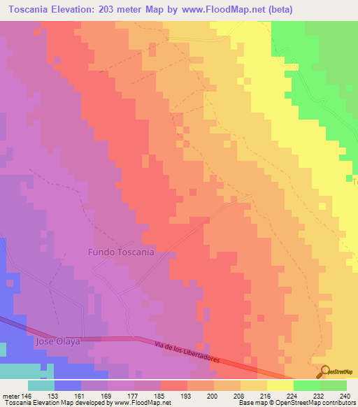 Toscania,Peru Elevation Map