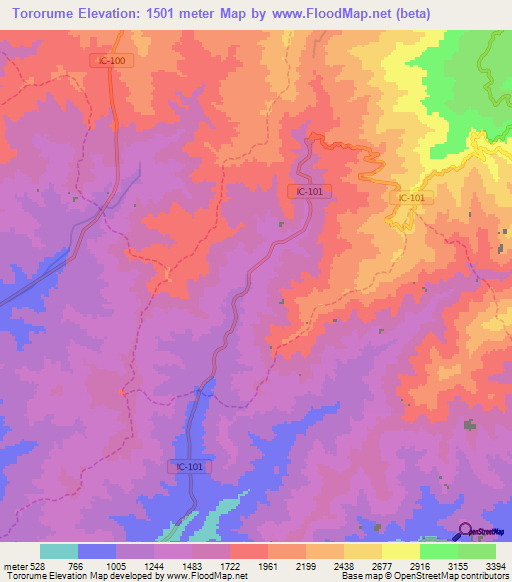 Tororume,Peru Elevation Map