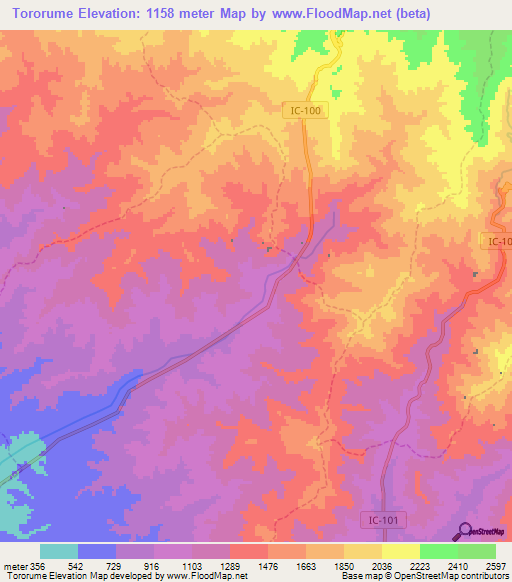 Tororume,Peru Elevation Map