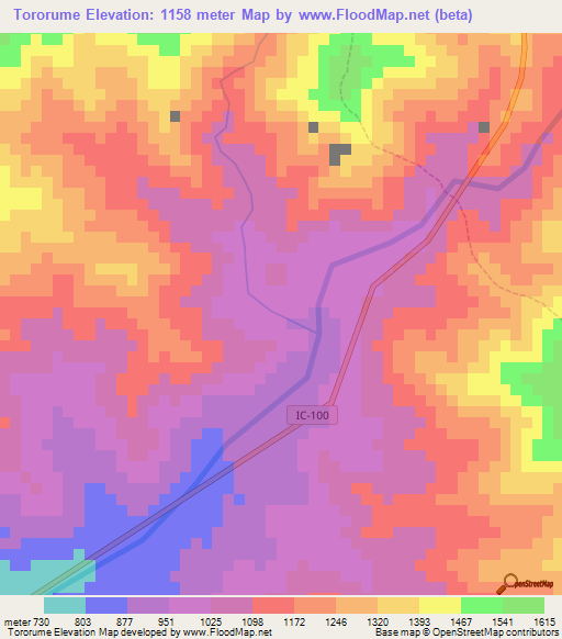 Tororume,Peru Elevation Map