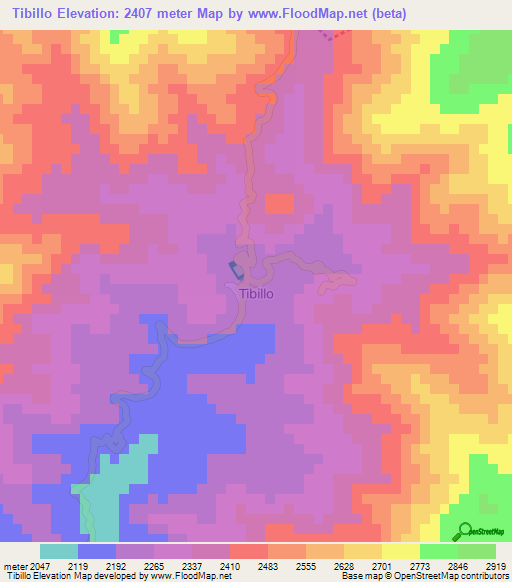 Tibillo,Peru Elevation Map