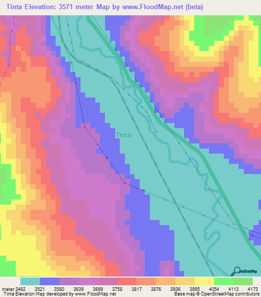 Tinta,Peru Elevation Map