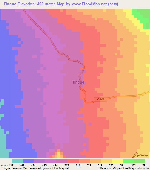 Tingue,Peru Elevation Map