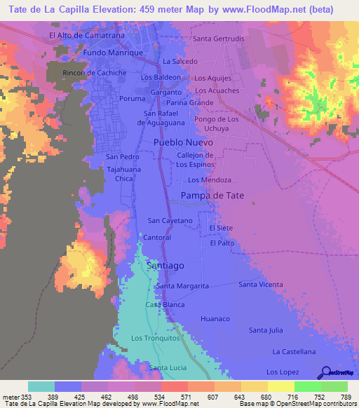 Tate de La Capilla,Peru Elevation Map