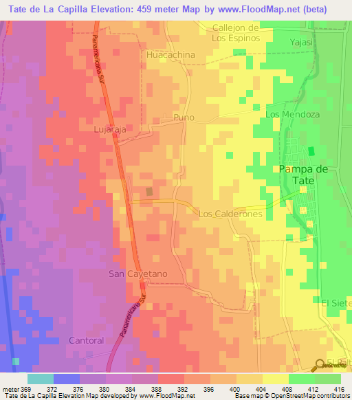 Tate de La Capilla,Peru Elevation Map