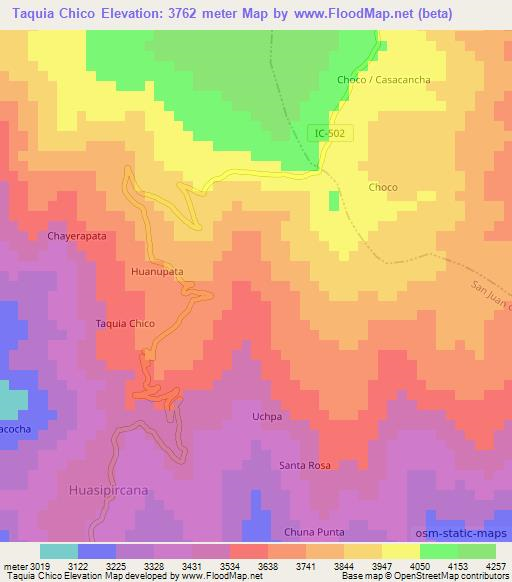 Taquia Chico,Peru Elevation Map