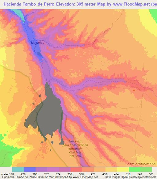 Hacienda Tambo de Perro,Peru Elevation Map