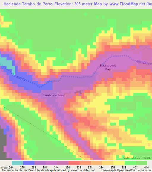 Hacienda Tambo de Perro,Peru Elevation Map