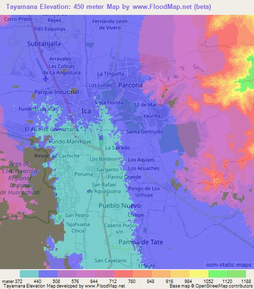 Tayamana,Peru Elevation Map