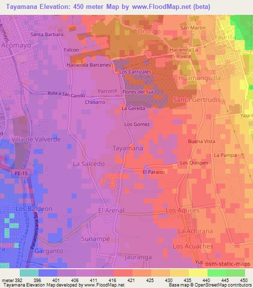 Tayamana,Peru Elevation Map