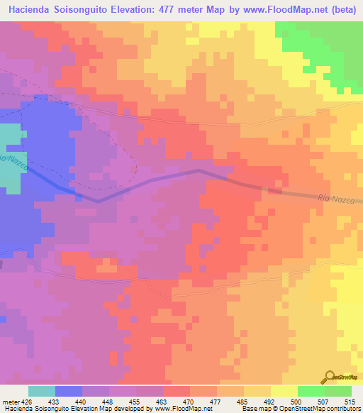 Hacienda Soisonguito,Peru Elevation Map