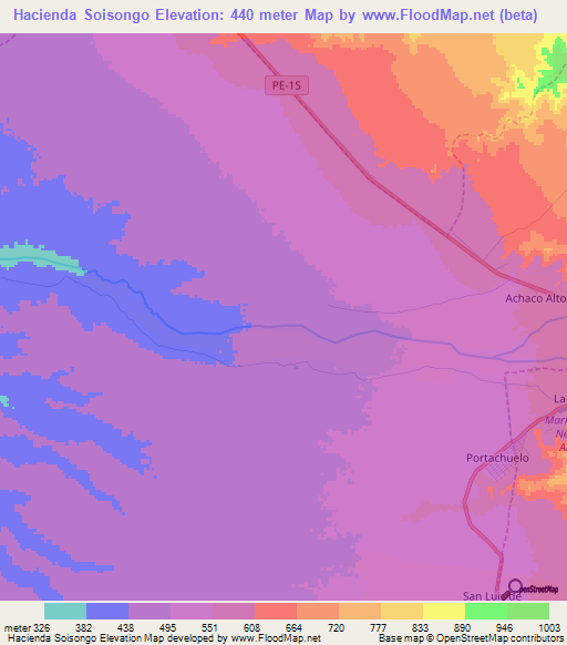 Hacienda Soisongo,Peru Elevation Map