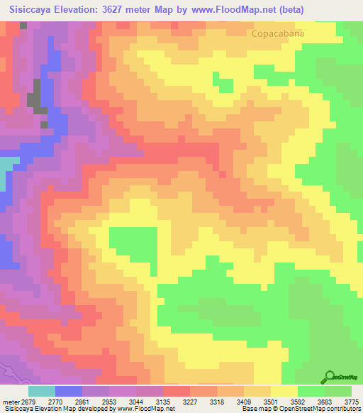 Sisiccaya,Peru Elevation Map