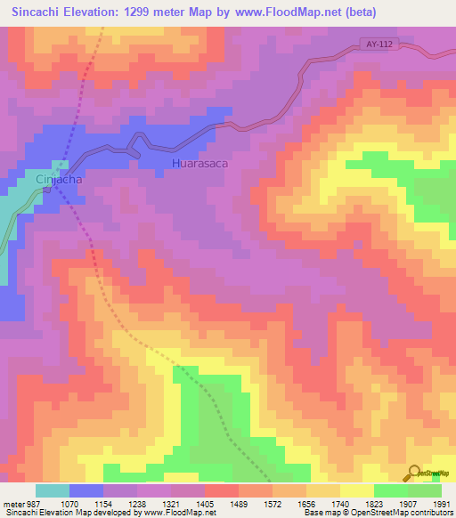 Sincachi,Peru Elevation Map