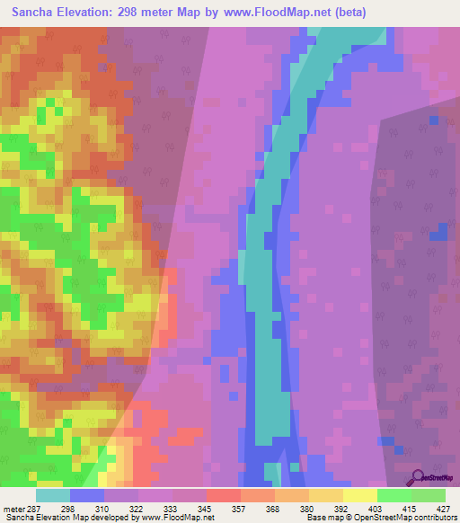 Sancha,Peru Elevation Map