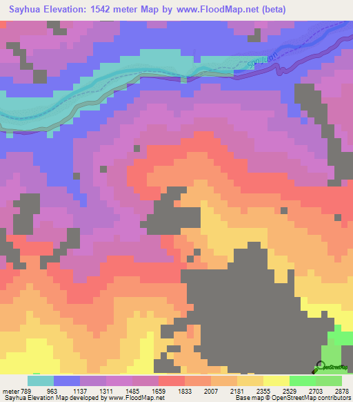 Sayhua,Peru Elevation Map