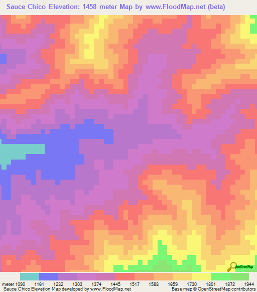 Sauce Chico,Peru Elevation Map