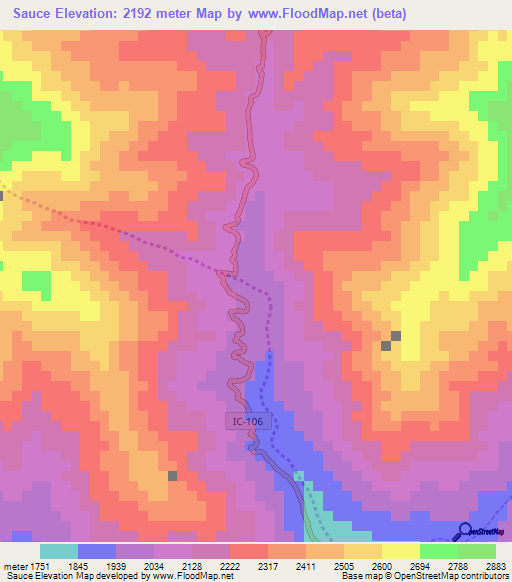 Sauce,Peru Elevation Map